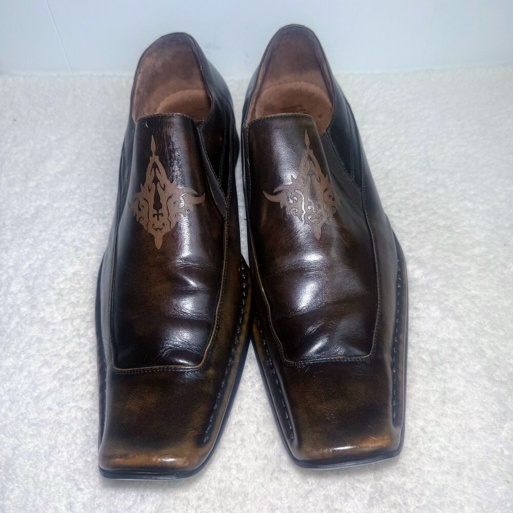 Giorgio Brutini Men’s 12M Brown Leather Slip On Loafers Shoes GB158222